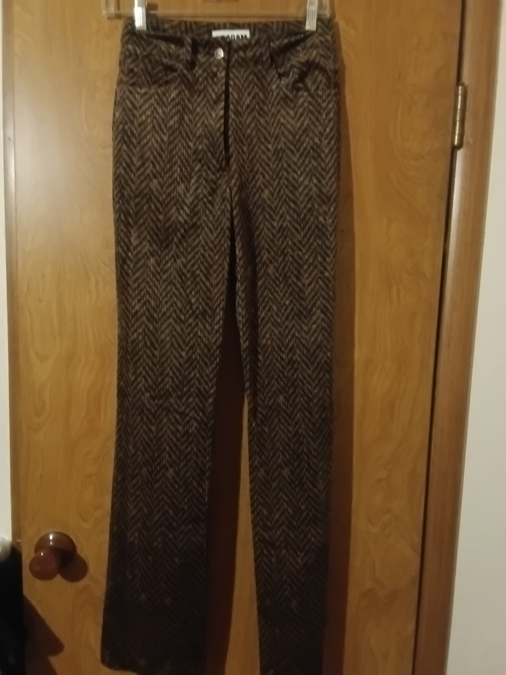 LAAGAM - Classic Women's Brown Corduroy Herringbone Pants